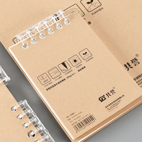 Carnet personnalisé avec logo A7 à rabat, 6 anneaux, papier kraft, compact et portable avec feuilles mobiles en kraft/plastique pour enregistrements quotidiens