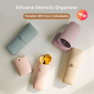 Sacs de rangement pour couverts de bébé en silicone, réutilisables, portables, organiseur de vaisselle, étui de rangement pour bébé, tout-petit, enfant, cuillère - Product Image 2