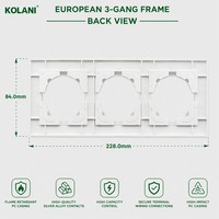 Cadre de finition pour prise triple Kolani, norme européenne 228x84mm, ignifuge, en PC, à enclenchement rapide, triple découpe