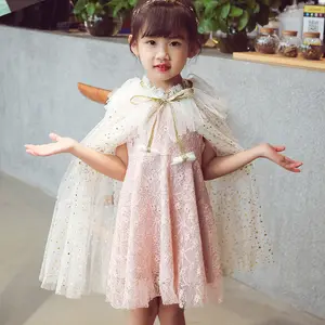 Toptan pelerin-Bebek kız payetli pelerin Prenses Parti elbise Çocuklar Tatil cosplay pelerin