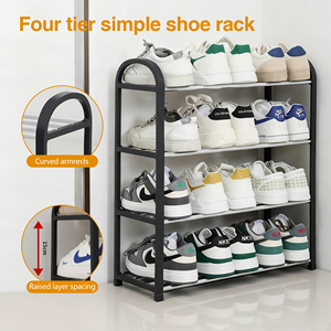 Étagère à chaussures autoportante à 4 niveaux en acier galvanisé antirouille, organisateur de chaussures pour entrée, idéal pour les petits espaces - Product Image 2