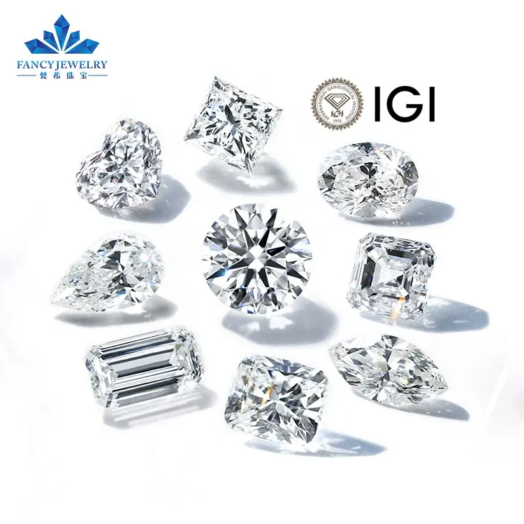 GIA IGI Certificado VVS1 VVS2 Rodada Princesa Esmeralda Radiante Corte CVD HPHT Solto Laboratório Crescido Diamante 1ct 2ct 3ct 4ct 5ct 10ct