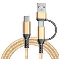 Nuevo Cable Adaptador USB-C + USB-A 2 en 1, Cable de Carga Rápida Tipo C de Nailon Trenzado de 3A y 60W para iPhone 15 16