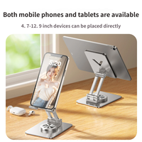 Premium 360 °   Support de téléphone de bureau rotatif en aluminium avec base rotative, supports pliables réglables pour tablette PC de 4,7 à 12,9 pouces pour iPad