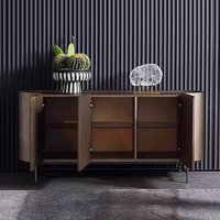 Buffet moderne de luxe en bois, armoire de rangement incurvée avec pieds en métal, console de salon, credenza pour la décoration de la maison et de l'hôtel