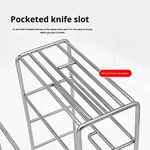 Soporte multifunción moderno para cuchillos de acero inoxidable 304, soporte para palillos, estante de almacenamiento de cocina grueso integrado, almacenamiento de corte - Product Image 2