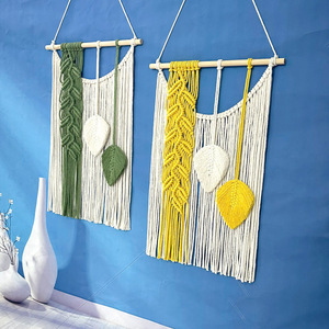 Arazzo da <span class=keywords><strong>appendere</strong></span> in foglia di macramè con nappe in stile nordico tessuto a mano decorazione estetica per la casa arte Boho per la decorazione della camera da letto - Product Image 1