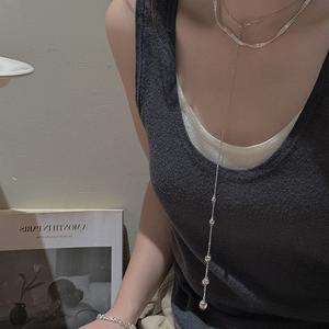 Collier en argent pur S925 avec pendentif en forme de bonhomme de neige conique entièrement serti de diamants, perle blanche australienne, grande perle de nacre, tendance - Product Image 2