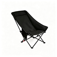 Chaise pliante inclinable à dossier haut réglable en 3 positions, durable, avec poche de rangement, portable, pour le camping en plein air, la plage, le jardin, la pêche, le parc