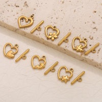 D701 Fermoirs OT en acier inoxydable plaqué or 18 carats, connecteurs pour bracelets et colliers, boucle OT en forme de cœur pour la fabrication de bijoux