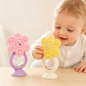 Mordedor de silicona personalizado para bebé, sonajero giratorio de girasol con fuerte ventosa para calmar las encías de 0 a 12 meses - Product Image 3