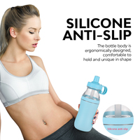 Gourde isotherme à double paroi en acier inoxydable et plastique de qualité alimentaire sans BPA, 24 oz, forme de gourde