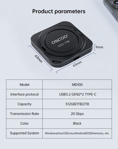 Yeni Ürün OSCOO PSSD MD100 20Gbps'ye Kadar 2100MB/s Okuma Hızı ve 1900MB/s Yazma Hızı ile Hızlı ve Kararlı Veri Aktarımı için 3'ü 1 Arada Manyetik Tasarım - Product Image 6