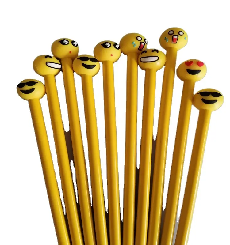 ROUND HB PENCIL WITH SMILE FACE , PAINTED YELLOW