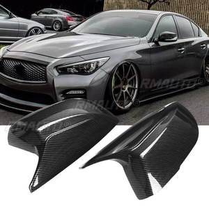 ฝาครอบกระจกมองข้างรถยนต์แบบเงาสีดำ/ลายคาร์บอนไฟเบอร์ 2 ชิ้น สำหรับ Infiniti Q50 Q60 QX30 Q70 ปี 2014-21 ฝาครอบกระจกมองหลังแบบเสริม - Product Image 1
