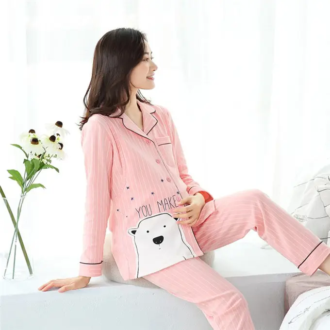 spring and summer cotton month clothing new breastfeeding pregnant women pajamas set maternal home nursing pajamas