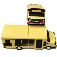 Clé USB personnalisée en forme de bus scolaire en PVC, clé USB en forme de bus jaune de dessin animé pour cadeau promotionnel