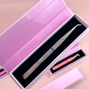 Großhandel Best Fiber Tips 75 90 Grad Volumen Wimpern verlängerung Pinzette Set Factory Custom Logo Nano Grip Tip Wimpern pinzette