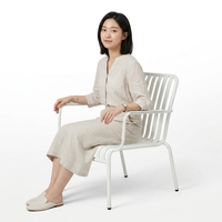 Fauteuil de jardin en aluminium blanc avec lattes, pour terrasse, jardin, cour, sièges de détente