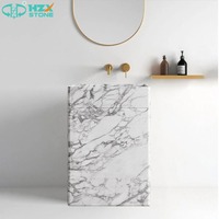 Pierre de marbre travertin beige HZX Premium pour lavabo de salle de bain avec vasque moderne autoportant