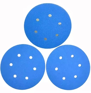 Mài mòn công cụ màu xanh gốm Flock chà nhám đĩa móc và vòng lặp Sanding Đĩa giấy nhám 150mm 17 lỗ chà nhám đĩa - Product Image 3