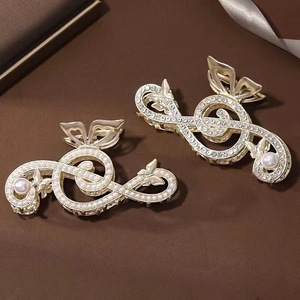 Coréen Strass Perle Notes De Musique Pinces À Cheveux Haute Qualité Alliage Métal Cheveux Griffe Requin Clip Femmes Cheveux Accessoires - Product Image 2