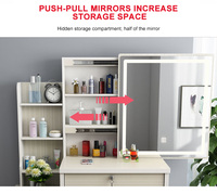 Coiffeuse de Chambre Moderne Blanche Nordique avec Miroir et Tabouret, Rangement à Tiroirs