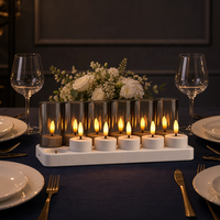 Lampes à LED en verre gris moderne, bougies LED rechargeables pour la décoration esthétique de la maison, lampe de chevet