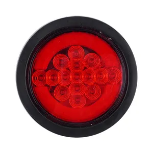 Luces traseras de remolque Led redondas de 4 pulgadas, rojo, 12 LED, resistente al agua, 4 ", LED redondo, luz de freno trasera, marcador, luces de camión de remolque