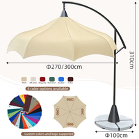 Parasol commercial moderne en tissu imperméable, couleur personnalisée, pour hôtel, jardin, piscine, parc, salle de sport, 3m, noir et blanc, mobilier