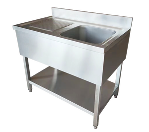 Évier VICTORY New Designs en acier inoxydable avec plinthe et égouttoir Évier en inox pour fournitures d'hôtel et de restaurant - Product Image 1