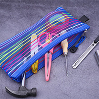 Sac de classement en maille transparente A6 en polyester durable avec fermeture éclair pour stylos et cartes, idéal pour le bureau - Vente en gros usine
