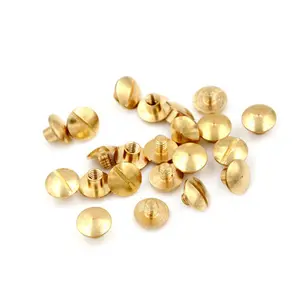 Rivet Round Head Button Chicago Screw Solid Brass Screwback Button Stud For Leather