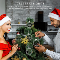 Ornement de Noël personnalisé en cristal K9 transparent de 75 mm, ornement rond en verre pour arbre de Noël, cadeau souvenir pour les couples