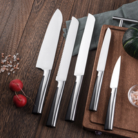 Ensemble de 5 couteaux de cuisine, couteau de chef, couteau à pain, couteau à viande, éplucheur universel, couteaux avec boîte, acier 4Cr14MOV, manche en ABS, couteau à découper, couteau à trancher