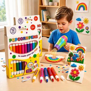 Marqueurs créatifs 3D effet pop-corn, activés par la chaleur, stylos à dessin extensibles, fournitures artistiques adaptées aux enfants pour projets faits main - Product Image 1