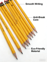 Ensemble de crayons à mine HB noirs, pointe robuste anti-casse, écriture fluide et claire, papeterie promotionnelle pour l'école, l'usage quotidien des étudiants