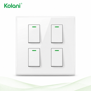 Quadratische 120 Vier-Modul-Lichtsteuerplatte, 4-fach beleuchteter Wippschalter, 16A 250V glänzend weißes PC-Panel für Wohnungen - Product Image 1