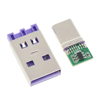 Konektor USB Type-C PD Fast Charge 65W 5A Male untuk Pengelasan dengan PCB 5Pin + Konektor USB Type-A Male 5Pin DIY OTG Data Charge DIY KIT