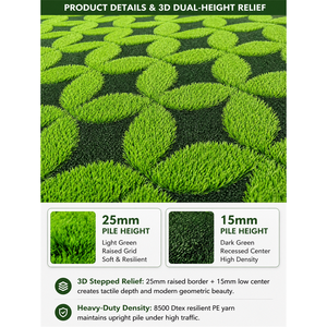 <span class=keywords><strong>Gazon</strong></span> artificiel à motifs 3D tendance, résistant au feu, <span class=keywords><strong>prix</strong></span> au <span class=keywords><strong>m2</strong></span> pour jardin extérieur, cour, balcon - Product Image 3