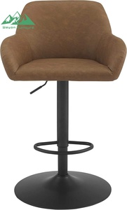 <span class=keywords><strong>Tabouret</strong></span> de <span class=keywords><strong>bar</strong></span> pivotant réglable avec accoudoirs, chaise de <span class=keywords><strong>bar</strong></span> rembourrée en similicuir marron avec base en métal noir - Product Image 4