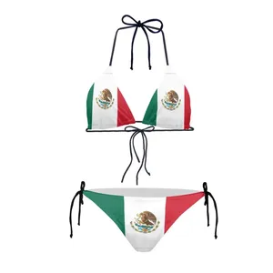 卸売高品質快適な水着セクシーな女性ビキニビーチウェアカスタムメキシコ国旗ビキニセット水着夏