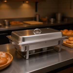 Réchaud de buffet rectangulaire en acier inoxydable, cuve unique, porte à charnière, 9L, pour boulangerie, équipement de restauration commerciale - Product Image 2