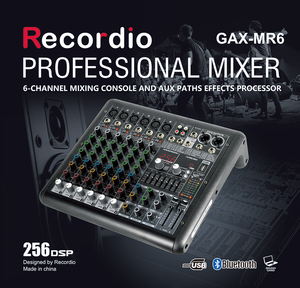 GAX-MR6 Pro 6 canaux audio sound power mixer <span class=keywords><strong>console</strong></span> de <span class=keywords><strong>mixage</strong></span> avec usb audio <span class=keywords><strong>console</strong></span> de <span class=keywords><strong>mixage</strong></span> audio mélangeur 256 DSP numérique effets - Product Image 5