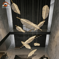 Lustre LED en forme de feuille personnalisé - Luminaire suspendu d'art moderne pour restaurant et hall d'hôtel