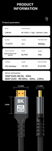 8K 60Hz A374 <span class=keywords><strong>HDMI</strong></span> 2.1 cáp hỗ trợ 4K 60Hz năng động HDR TDR 48Gbps <span class=keywords><strong>HDMI</strong></span> cáp cho Set-Top Box khuếch đại DVD Mixer - Product Image 2