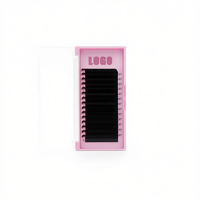 Extensions de cils Easy Fan en cachemire noir mat foncé, faites à la main, 12-20 rangées, auto-éventailantes, logo personnalisé, marque privée OEM/ODM Aesphylash