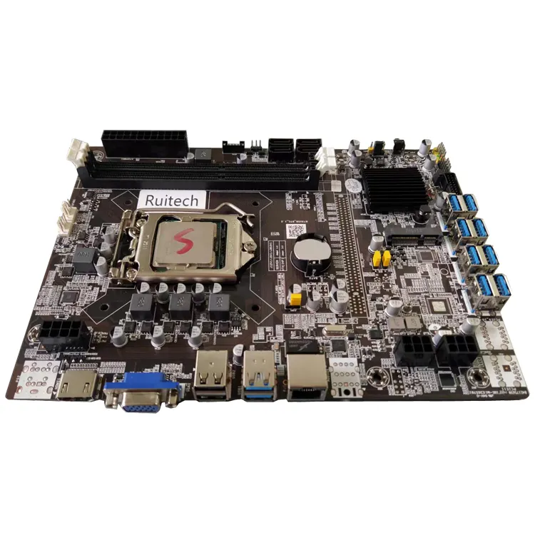 Hot Selling 8 Graphics Cards 8 GPU motherboard B75USB 1.1 with Intel 1155 Chipset B75 motherboard with CPU
