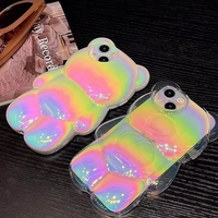 Modèles explosifs 3D laser ours design étui de téléphone portable paillettes étui de téléphone portable exquis en stock