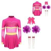 6-16 4 pièces filles Cheer uniformes à manches longues Performance porter compétition rose vente en gros personnalisé école Cheerleading uniformes